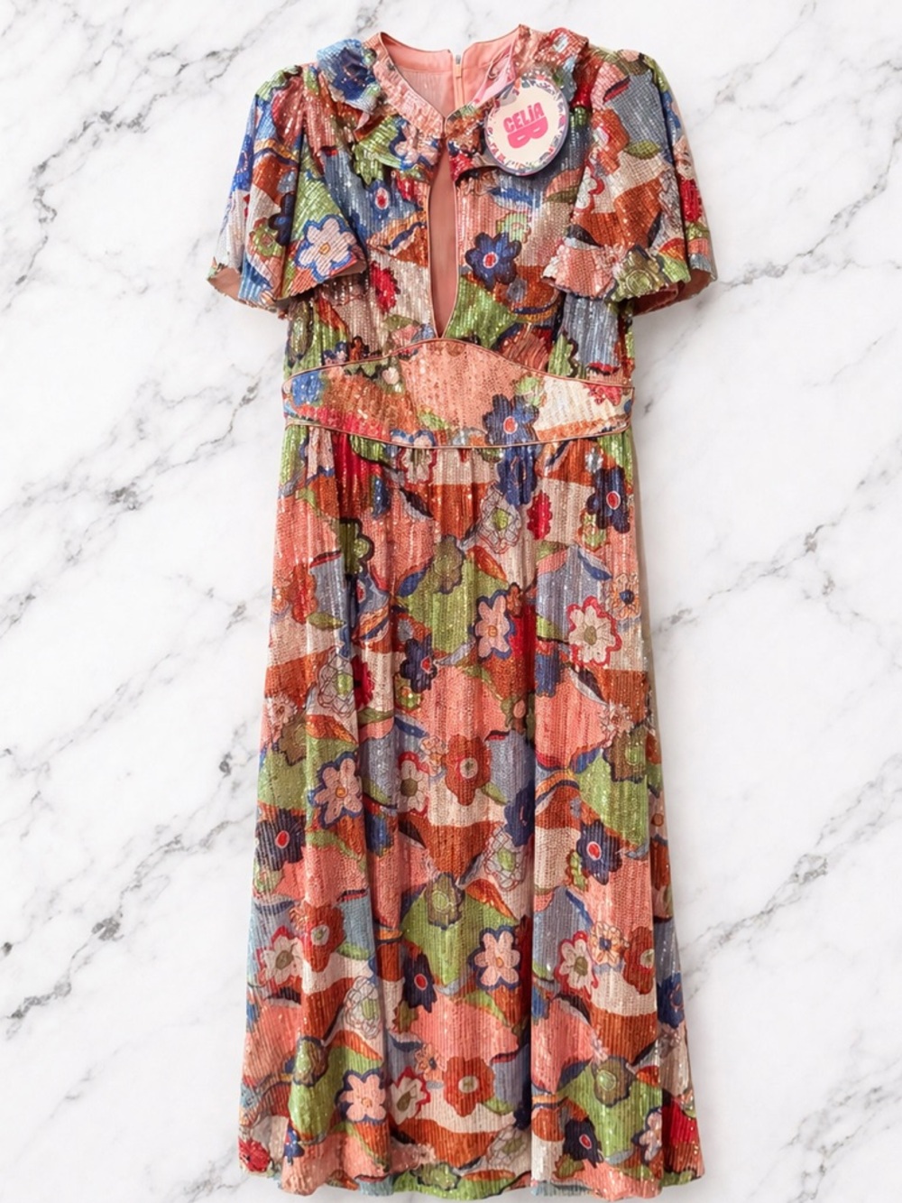 CeliaB Floral Pleated Maxi Dress NWT - Picture 2 of 14